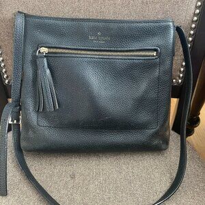 Kate Spade Black Leather Crossbody Bag Tassel Zip Pocket